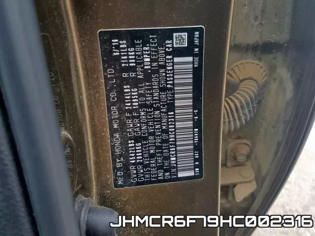 JHMCR6F79HC002316